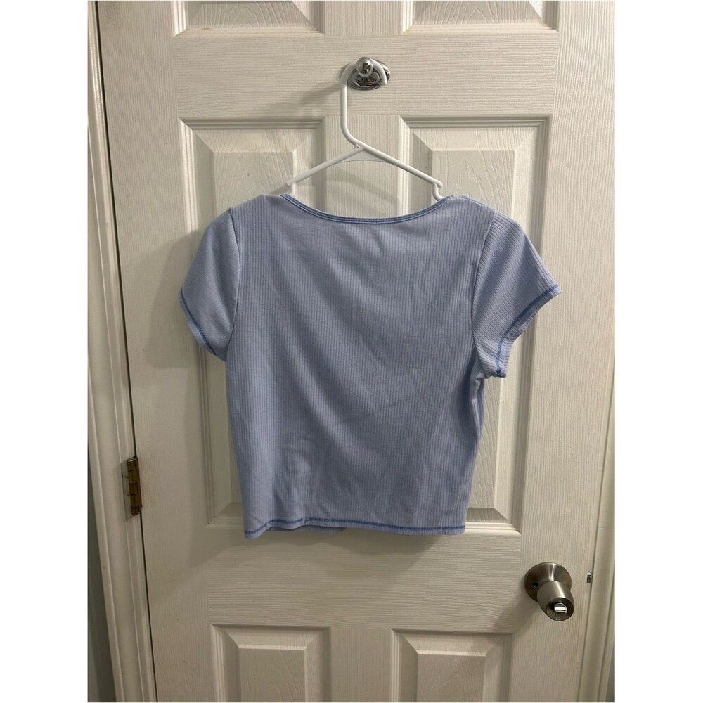 Light Blue Square Neck Ribbed Tee-MD - Picture 3 of 3